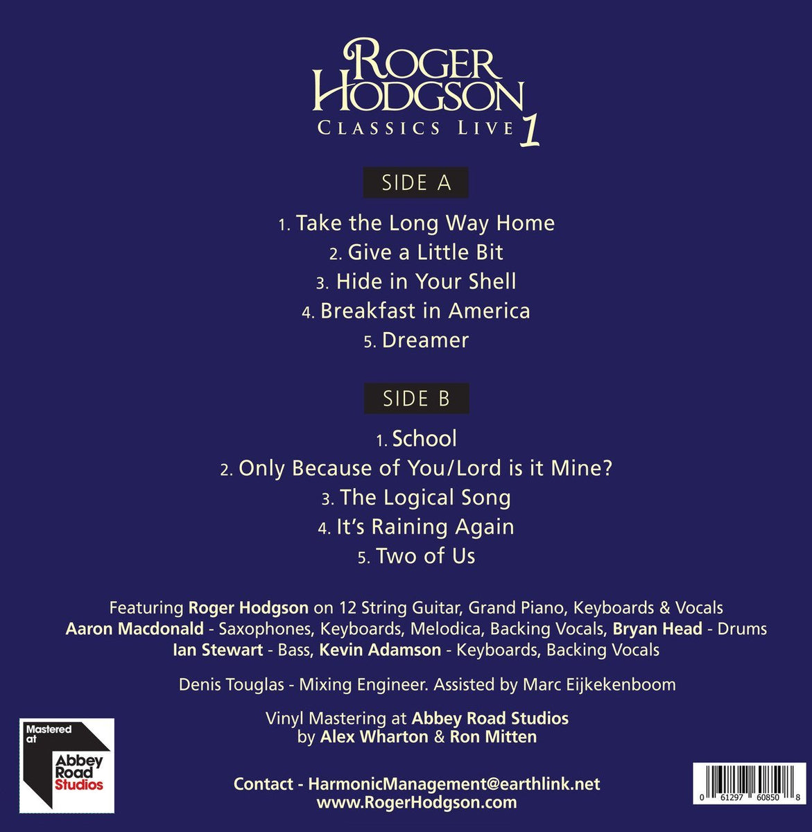 CLASSICS LIVE CD – Roger Hodgson Store